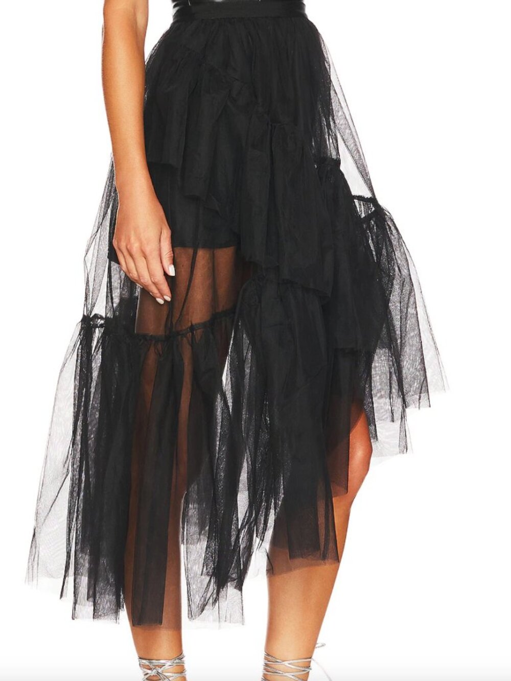 NBD Tulle Asymmetrical Black Skirt